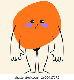 Cute character shape element with facial expression. Doodle style isolated vector illustration.