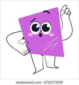 Elemento lindo de la forma del carácter con la expresión facial. Ilustración vectorial dibujada a mano.