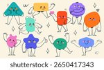 Cute character shape element set with facial expression. Doodle style isolated vector illustration.