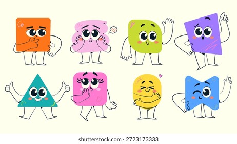 Elemento de forma de carácter lindo con expresión facial. Ilustración vectorial dibujada a mano.