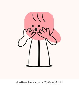 Cute character shape with funny expression. Cartoon isolated vector illustration.