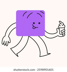 Cute character shape with funny expression. Cartoon isolated vector illustration.