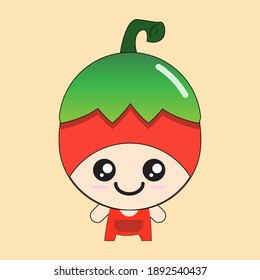 A cute character in the shape of a tomato, Unique suitable as an icon