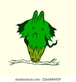 Cute character with short tail in the branch of the tree