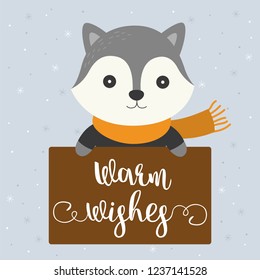 cute character with sign board for christmas in flat design