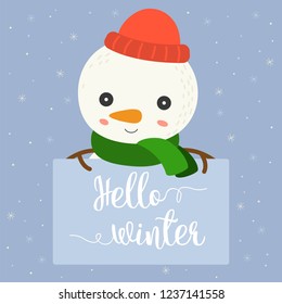 cute character with sign board for christmas in flat design
