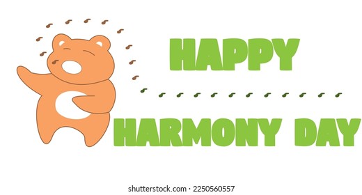Cute character singing a song for Harmony Day event.
