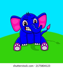 cute character, sitting elephant vector, suitable for banners, children's books, and etc