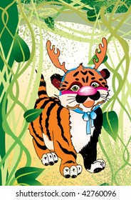 A cute character of sitting tiger cub