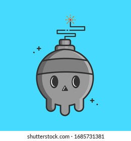 Cute Charakter Schädelbombe, Vektorillustration Illustration. Banner, Folie, Hintergrund