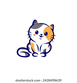 Cute character smile japanese maneki cat logo design mascot