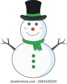 Ilustración vectorial linda del muñeco de nieve del carácter