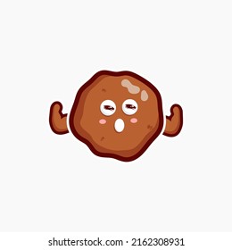cute character soil very strong isolated in white background, simple cute mascot soil character