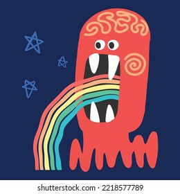 cute character space aliens stars and planets vector
