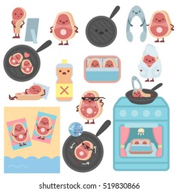 Cute character steak in different versions