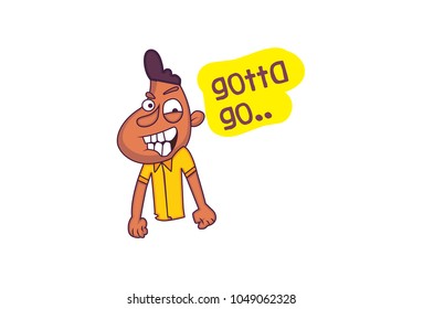 Cute Character Stickers Saying Got To Go. Vector Illustration. Isolated on white background.