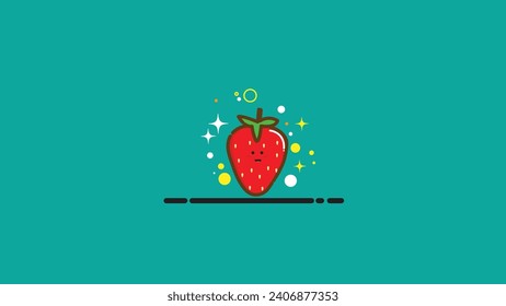 Cute-Zeichen Erdbeerfrucht, Vektordesign, Erdbeersymbol, süße Erdbeerfrucht