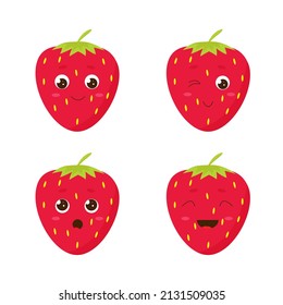 Cute Character Strawberry Vector Illustration Cartoon Stock Vector ...