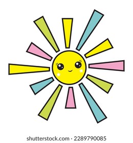 sol de carácter lindo, color vectorial aislado ilustración estilo caricatura