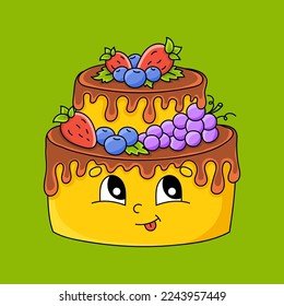 Cute character. Template for your design, books, stickers, cards, posters, clothes. Cartoon style. Isolated on color background. Vector illustration.