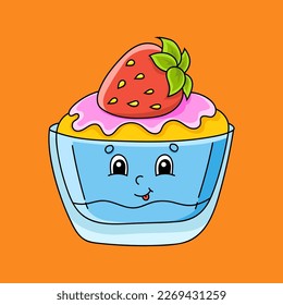 Carácter lindo. Plantilla para su diseño, libros, pegatinas, tarjetas, carteles, ropa. Estilo de caricatura. Aislado en el fondo del color. Ilustración vectorial.