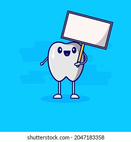 cute character tooth carrying a board