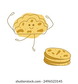 Cute character tortilla and tortilla2. Vector hand drawn illustration.
