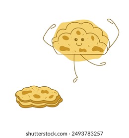 Süße Charakter Tortilla und Tortilla. Vektorgrafik handgezeichnete Abbildung.
