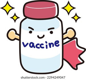 Cute character of vaccine vial