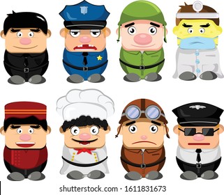 Cute character in various professions set