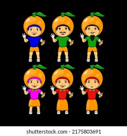 carácter lindo, cítricos vectores, adecuado para banners, libros infantiles, etc.