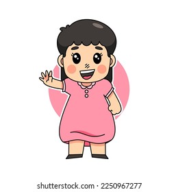 cute character vector expression say hai posing gesture cartoon character posing vector design