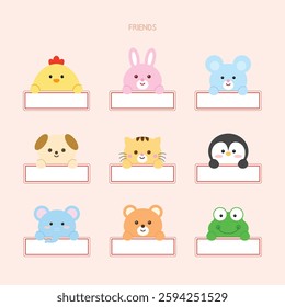 Cute character vector graphic name tag