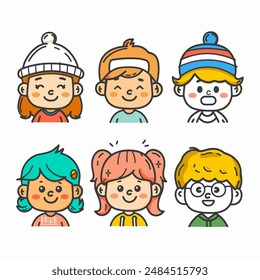 Cute character vector illustration of many different, man and woman