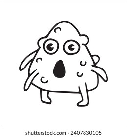 cute character virus, bacteria. vector drawing in doodle style, cartoon.