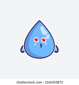 cute character water funny expression love water in white background