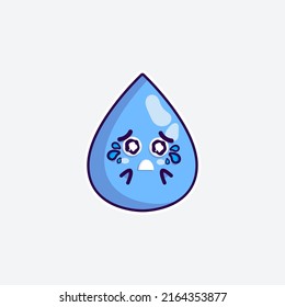 cute character water funny expression cry in white background