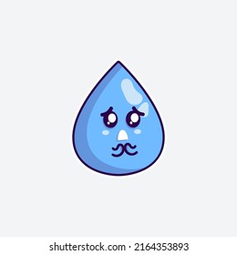 cute character water funny expression sad and cry in white background