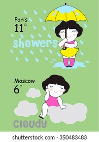 Cute Character Weather Report Template illustration