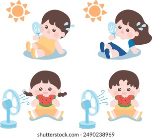 A cute character who sweats in the hot summer
