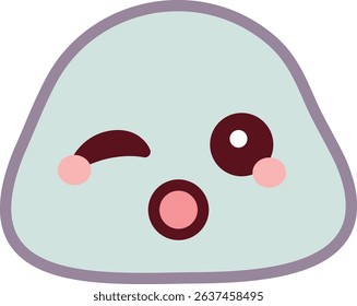 Cute Character Winking and Expressing Surprise