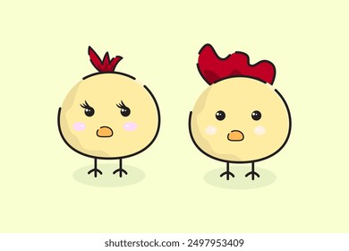 cute character of a yellow chick on a yellow background