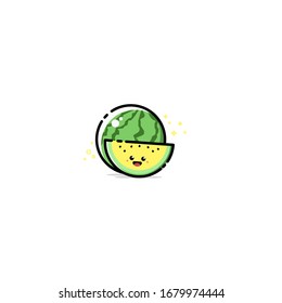 Cute character yellow watermelon for kids, juice, fruit shop, education, etc