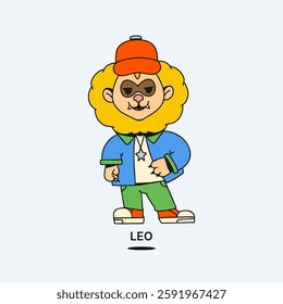 Cute character zodiac sign Leo. Mascot. Trendy vector illustration.