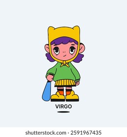 Cute character zodiac sign Virgo. Mascot. Trendy vector illustration.