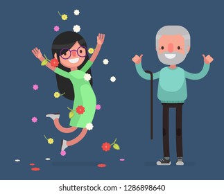 Cute characters celebrating vector illustration