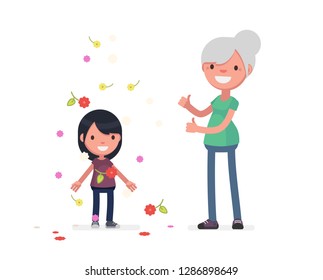 Cute characters celebrating vector illustration