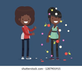 Cute characters celebrating vector illustration