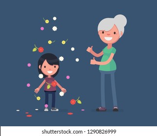 Cute characters celebrating vector illustration
