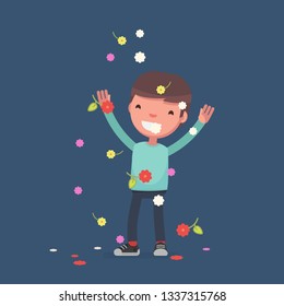 Cute characters celebrating vector illustration
